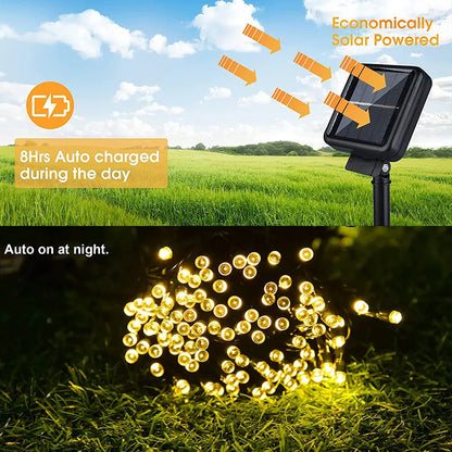 LUCES LED DECORATIVA CON PANEL SOLAR 2 M - AMBAR